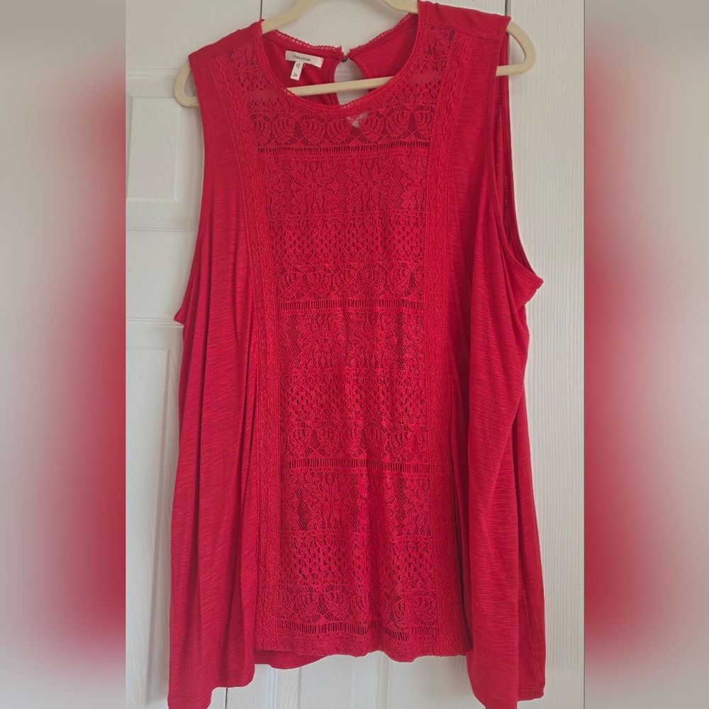 Maurices 2x Red Crochet-Front Women's Top